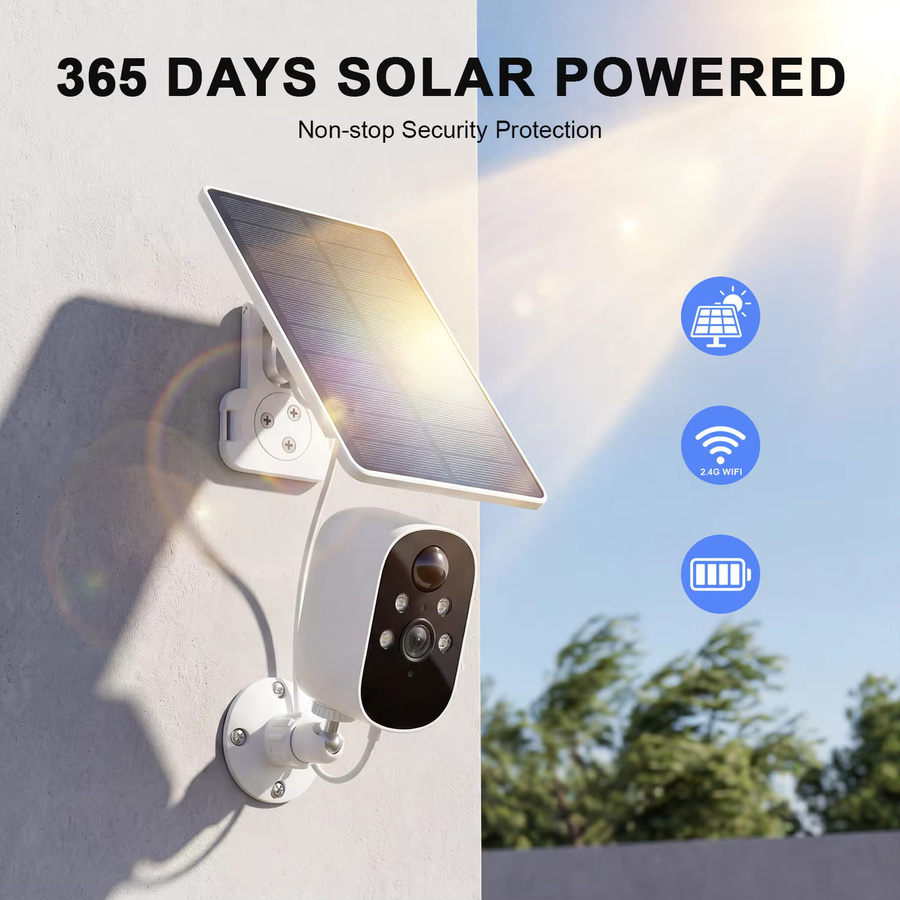 XVIM N1370 Solar-Kamera für Außenbereich mit 2K Auflösung, PIR-Bewegungserkennung, Nachtsicht und Wasserdichtigkeit in Weiß - Bild 3