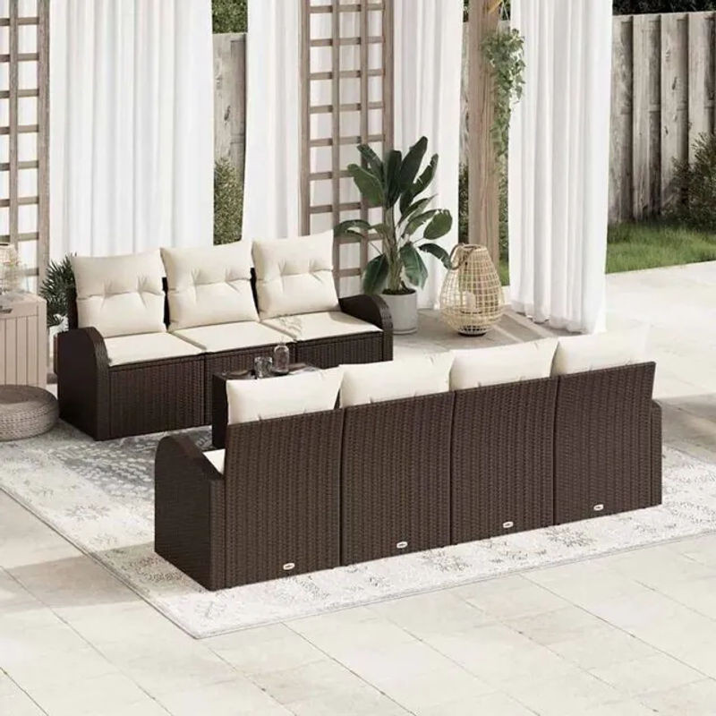 Vidaxl Gartensofa-Set aus Polyrattan in Braun, Loungemöbel B/T/H: 55 x 55 x 37 cm - Bild 1