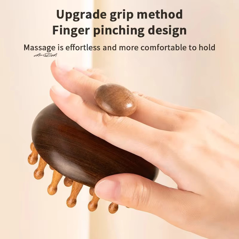 HNKMP Kopfmassagekamm aus Sandelholz, Unisex, für Kopfhaut und Körper - Bild 3