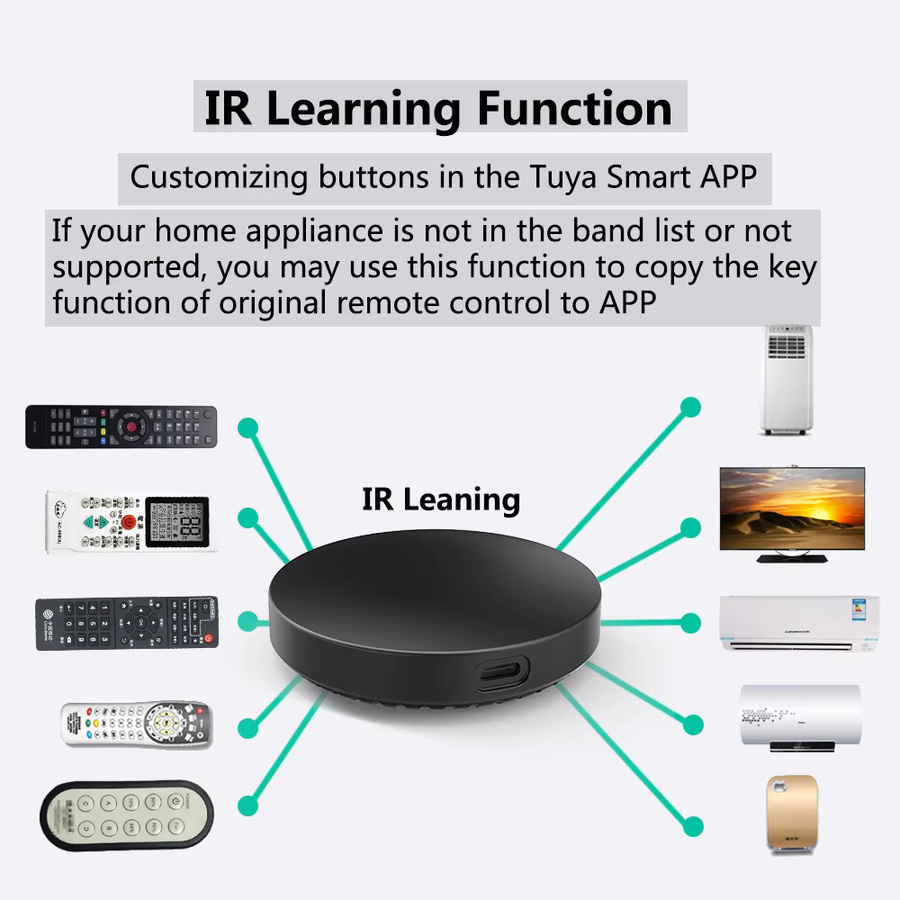 Tuya WiFi IR-Fernbedienung mit Temperatur- und Feuchtigkeitssensor in Schwarz, kompatibel mit Yandex SmartLife und Alexa - Bild 4