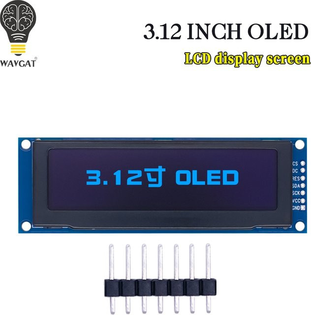 WAVGAT OLED-Grafik-LCD-Modul 3,12 Zoll mit SSD1322 Controller und SPI-Schnittstelle, 256 x 64 Pixel, Blau/Weiß - Bild 1