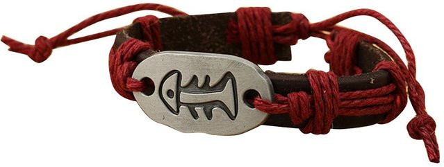 Armband Rindsleder, Legierung, Fischgräten Schnitzerei, Dunkelrot, Unisex - Bild 1