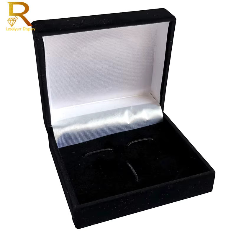Lesaiyarr Manschettenknöpfe für Herren aus Metall mit schwarzem Samt inklusive Geschenkbox B: 7 cm, H: 8 cm - Bild 1