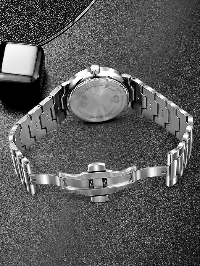 TOMI Armbanduhr, Quarz, Edelstahl, Blau, Silber, Herren - Bild 4