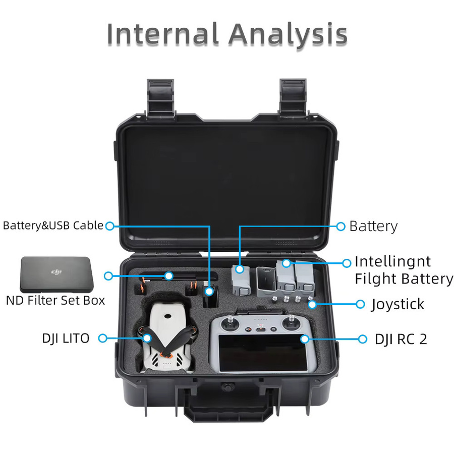 SZKOSTON Explosionsgeschützte Box für DJI Lito 1/Lito X1, wasserdichter Hartschalenkoffer für DJI RC 2/N3 und Drohnen-Zubehör - Bild 3