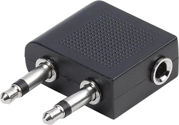Vivanco Flugzeugadapter mit 3,5 mm Klinkenanschluss in Schwarz - Bild 1