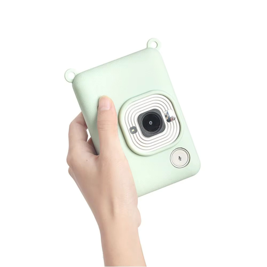 Stoßfeste Silikon-Schutzhülle für Fujifilm Instax Mini Liplay in Weiß und Grün - Bild 2