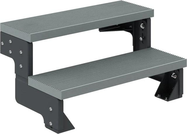 Dolle Außentreppe Gardentop aus Stahl in Anthrazit und Grau mit 2 Stufen und 80 cm Breite ohne Geländer - Bild 1
