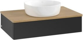 V&B Waschtischunterschrank Antao ohne Frontstruktur in Eiche Honig braun lackiert, B/T/H: 80 x 50 x 19 cm - Bild 1