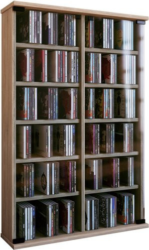 VCM CD Regal Roma in Eiche braun mit ESG-Sicherheitsglastüren, B/H/T: 60 x 91,5 x 18 cm - Bild 1