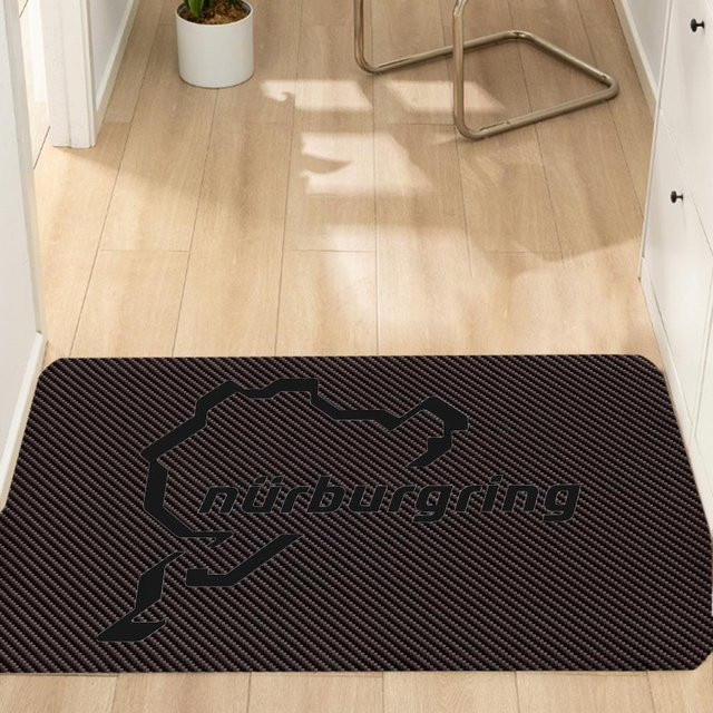 LjqFourteen Teppich Nürburgring in Schwarz, moderner Grafik-Design Teppich aus Polyester für Wohnzimmer, Flur oder Küche, B/T: 150 x 100 cm - Bild 1