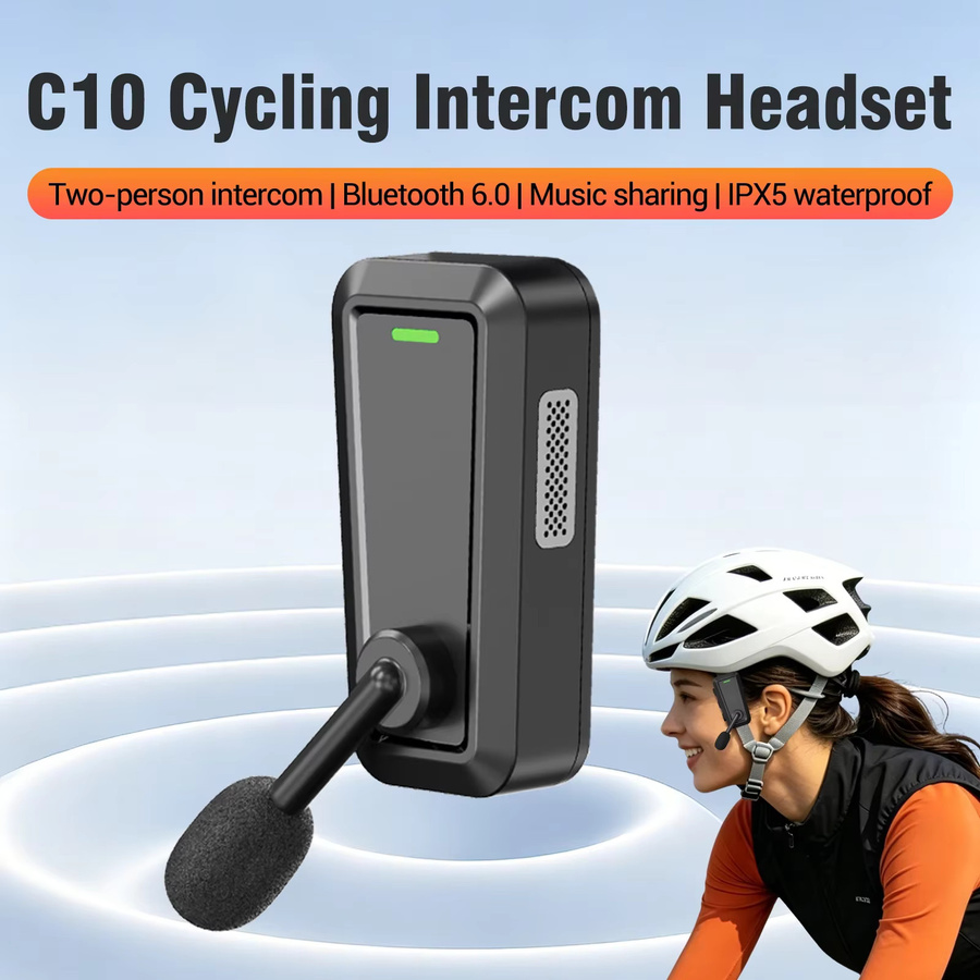 Kebidumei C10 Bluetooth 6.0 Motorrad-Headset mit Stereo-Freisprechfunktion und Wasserdichtigkeit in Schwarz - Bild 3