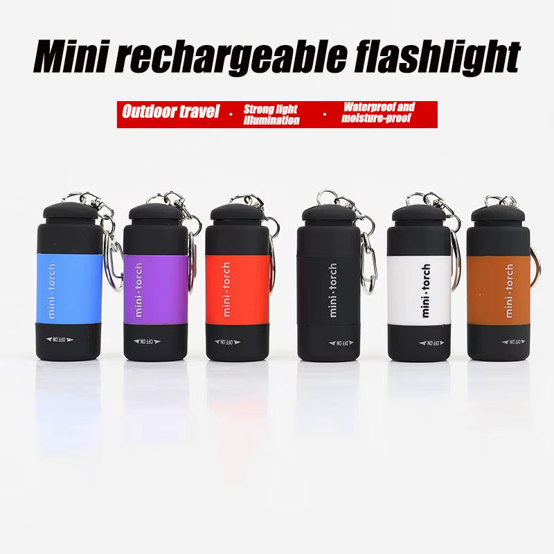 Multifunktionale Mini LED-Taschenlampe als USB-wiederaufladbarer Schlüsselanhänger in Schwarz oder Blau mit starkem Licht und wasserdichter Funktion für Outdoor, Wandern und Camping - Bild 2