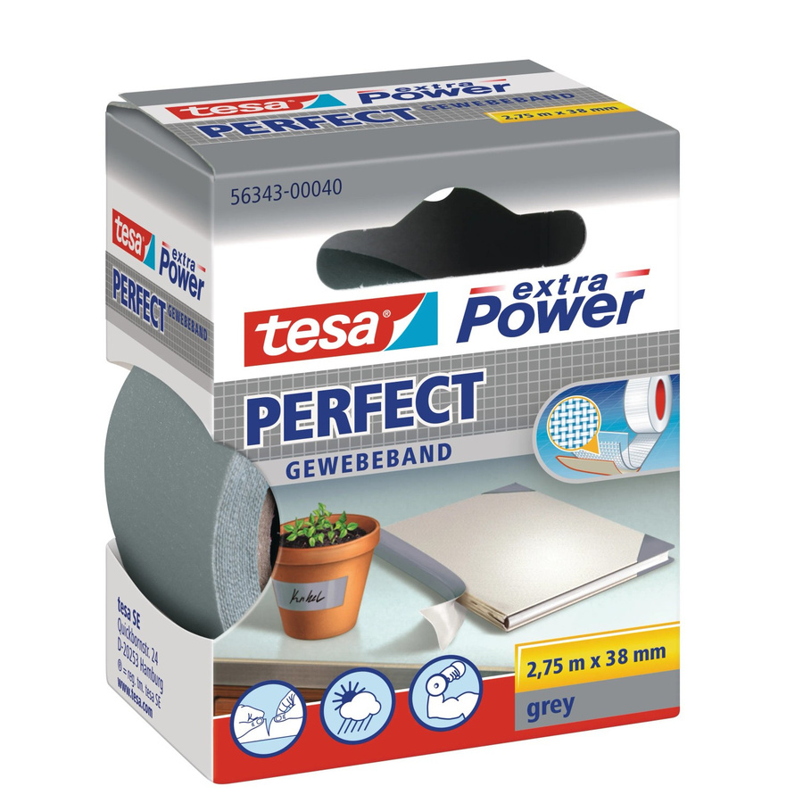Tesa Extra Power Perfect Gewebeband Grau Breite: 38 mm, Länge: 2,75 m - Bild 2