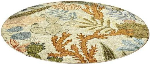Runder Teppich mit Blumenmuster in Blackcurrant, Maschinenwaschbar und Rutschfest, Durchmesser: 100 cm - Bild 1