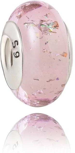 Charm-Perle Kupfer, Muranoglas, Regenbogen-Schneeflocken, Weiß, Damen - Bild 1