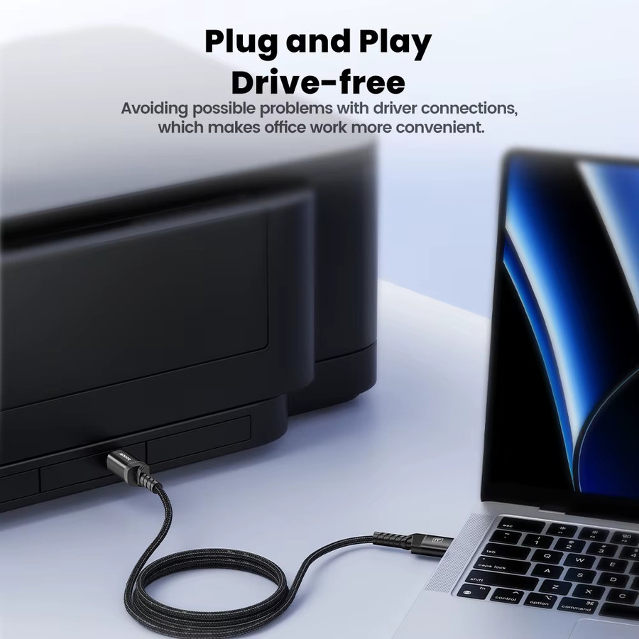 Toocki USB-Druckerkabel USB-A und USB-C auf Typ B, USB 2.0 Kabel in Schwarz - Bild 2