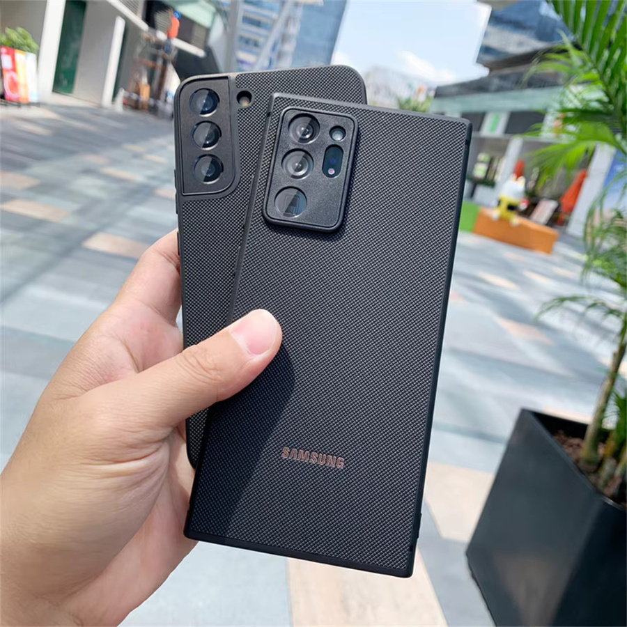 Schutzhülle aus Kohlefaser für Samsung Galaxy S25 S24 S23 S22 S21 S20 Note20 Ultra Plus FE 5G in Schwarz mit mattem Muster und Textur - Bild 1
