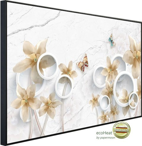 papermoon EcoHeat Infrarotheizung mit Blumen- und Schmetterlingsmuster in Bunt und Matt-Effekt - Bild 1