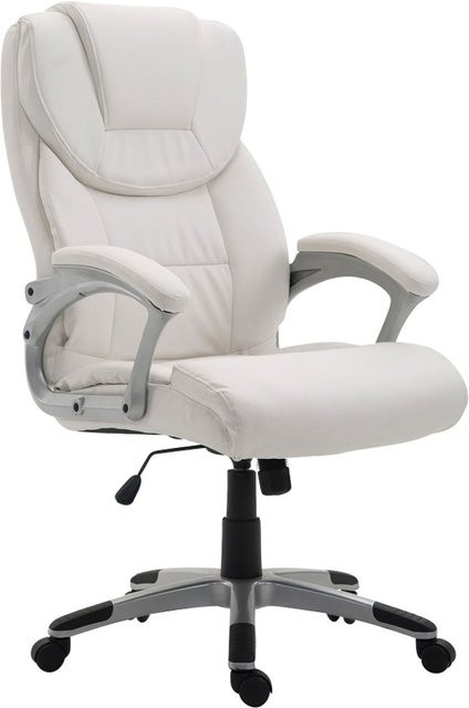 TPFLiving Bürostuhl Texum 2 aus Kunstleder in Weiß mit Armlehnen und Rollen, B/T/H: 65 x 73 x 120 cm - Bild 1