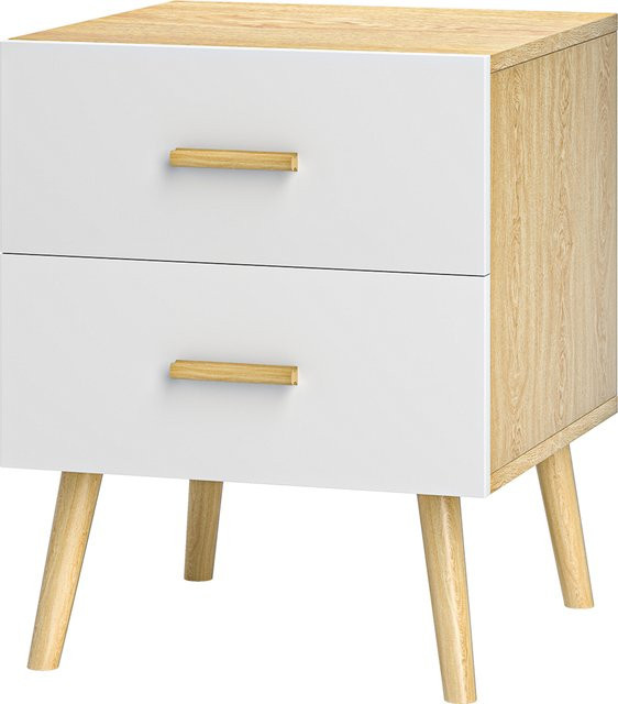 HOMCOM Nachttisch aus Holz mit 2 Schubladen in Eiche, B/T/H: 40 x 40 x 50 cm - Bild 1