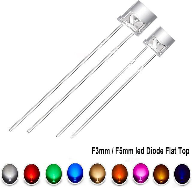 TiaoChongYi 100 Stück DIP Flachkopf-LED-Dioden in Multicolor, transparente Leuchtmittel mit 3 mm Durchmesser - Bild 1