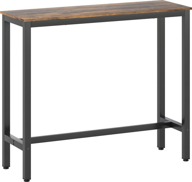 HOMCOM Rechteckiger Stehtisch in Holzoptik Rustikales Braun mit Stahlgestell und verstellbaren Füßen im industriellen Stil - Bild 1