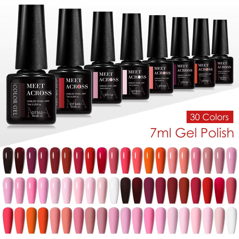 MEET ACROSS Gel-Nagellack-Set, 30-teilig, semi-permanent, braun, rot - Bild 4