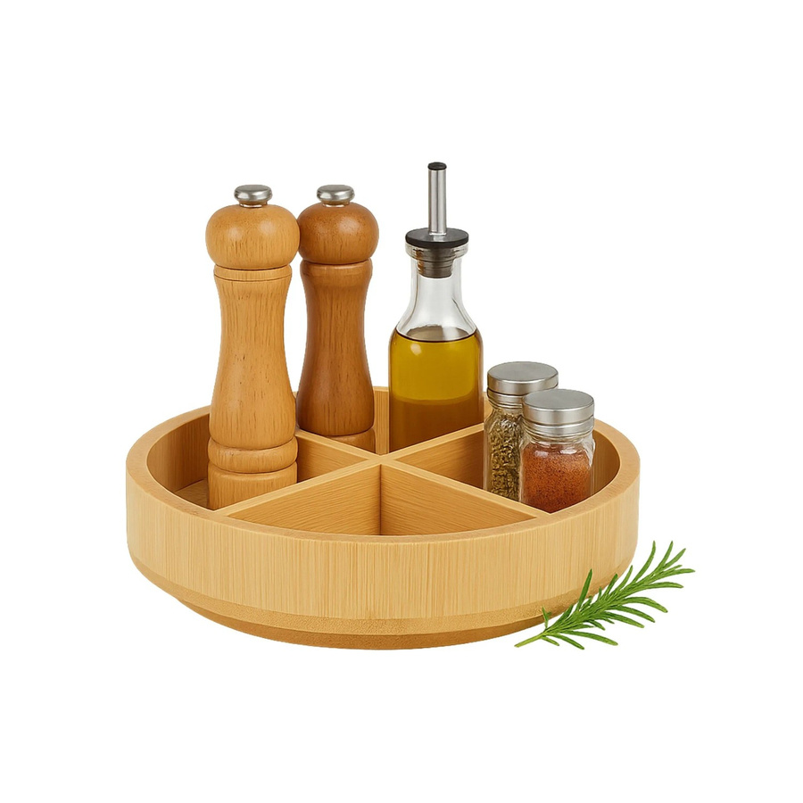 Relaxdays Drehteller aus Bambus in Natur Braun, Durchmesser: 23,5 cm, Höhe: 6 cm - Bild 2