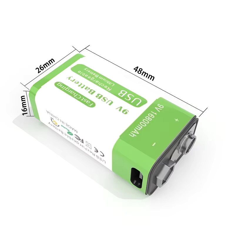 SCRCEO Wiederaufladbarer 9V Li-Ionen-Akku mit Typ-C-Anschluss, 16800 mAh, Grün - Bild 2
