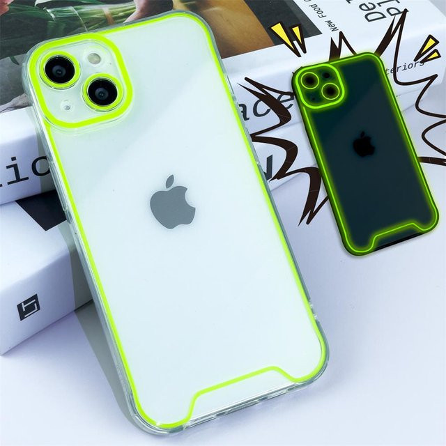 YULIN Leuchtende Nachtlicht Handyhülle mit Linsenschutz für iPhone 15 14 13 12 11 Pro Max Plus X XR XS Transparent - Bild 1