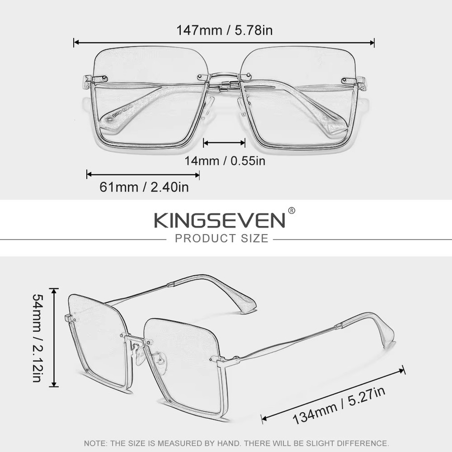 KINGSEVEN Sonnenbrille Damen, Halbrand, quadratisch, schwarz - Bild 3