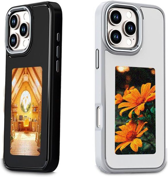 Market-5 NFC Smart E-Ink Handyhülle mit personalisierter Fotoanzeige und elektronischem E-Ink-Bildschirm in Schwarz für iPhone 13, 14, 15 und 16 Pro Max - Bild 1
