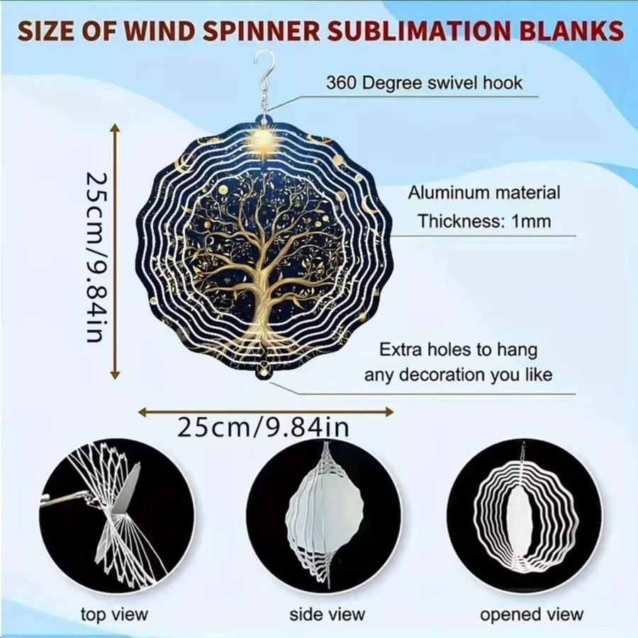 CIFBUY 3D Baum des Lebens Metall-Windspiel in Gold mit 360 Grad Drehung als kinetische Kunstdekoration für Garten und Terrasse - Bild 3