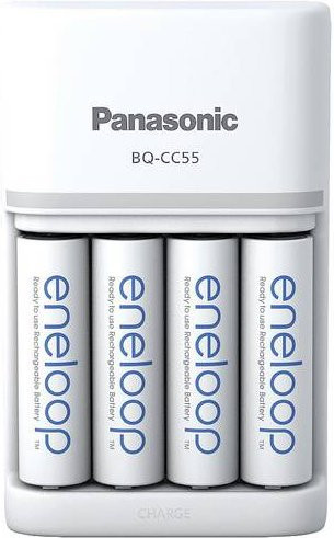 Panasonic eneloop Smart & Quick BQ-CC55 Ladegerät Set mit 4x AA Akkus 2000 mAh in Weiß - Bild 1