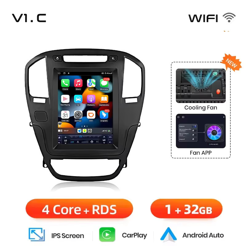 Junsun Android Autoradio im Tesla-Style für Opel Insignia und Buick Regal 2009-2013 mit 9,7 Zoll vertikalem Bildschirm, kabellosem Carplay und Wi-Fi, Schwarz - Bild 6
