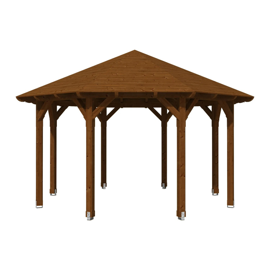 Skan Holz Pavillon Lyon 2 aus Douglasie in Nussbaum Braun, Durchmesser: 484 cm, Höhe: 330 cm - Bild 2