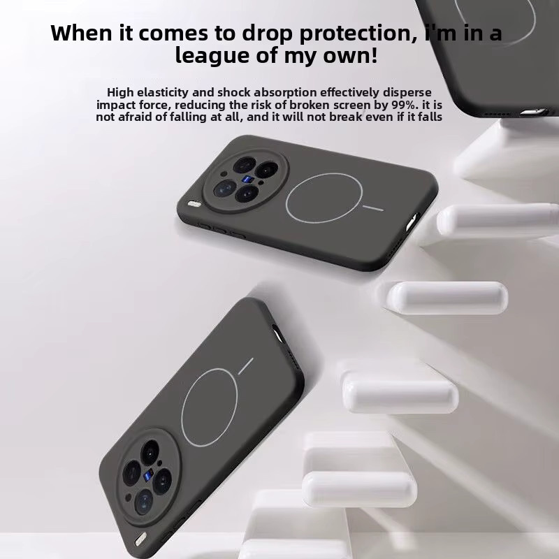 Magnetische Silikon Hülle für Vivo X300 Ultra, X200 Pro und X300S mit MagSafe Unterstützung für kabelloses Laden in Grau und Schwarz - Bild 4