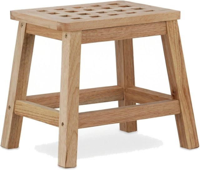 Relaxdays Tritthocker aus Walnussholz in Natur Braun B/T/H: 29,5 x 25,5 x 22 cm - Bild 1