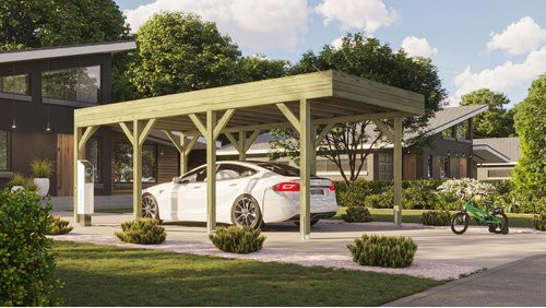 Weka Einzelcarport KDI mit Vorbereitung zur Dachbegrünung in Braun, B/T: 3,28 x 6,66 m - Bild 2