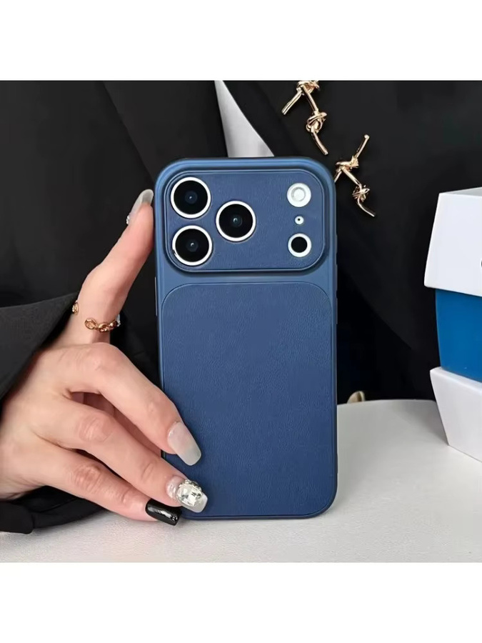 Schutzhülle in Lederstruktur für iPhone 17 Pro Max, 16, 15, 14, 13, 12 in Silber, stoßfest und hautfreundlich - Bild 4