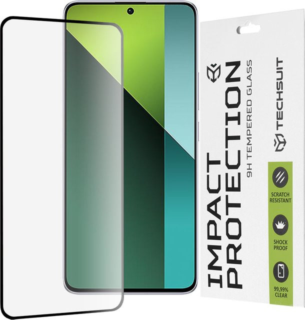 Techsuit Displayschutzfolie aus gehärtetem Glas für Xiaomi Poco X6 und Redmi Note 13 Pro 5G, Full Glue, Schwarz - Bild 1