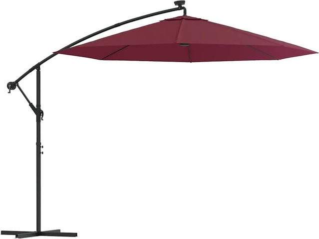 vidaXL Ampelschirm mit LED-Beleuchtung aus Polyester und Stahl in Weinrot, Höhe: 254 cm, Breite: 300 cm - Bild 1