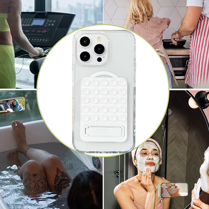 YTDMEN Silikon-Saugnapf-Telefonhalter in Blau, multifunktionaler Desktop-Ständer und Wandhalter für Selfies und Videos - Bild 6