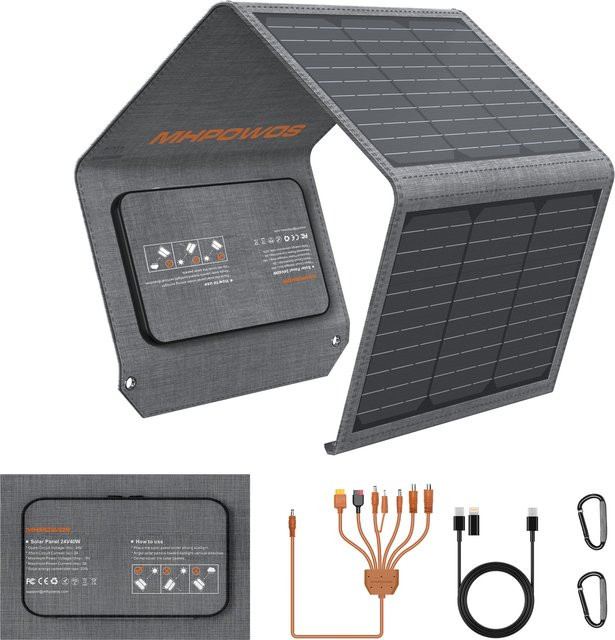 MHPOWOS Tragbares Solarpanel 120 W/40 W, faltbares 19 V ETFE Solarladegerät mit USB-A und USB-C Ausgang für Kraftwerke und Telefone - Bild 1
