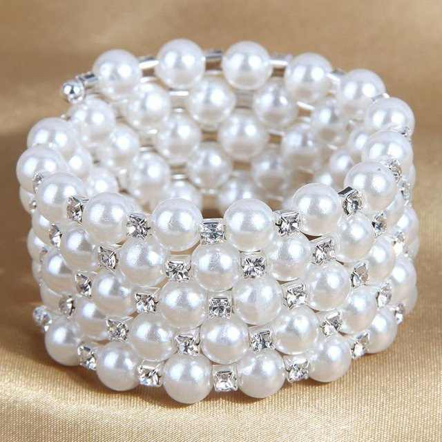 Armband, Perlen-Strass, Volldiamanten, mehrschichtiges Spiralarmband, Damen, gray - Bild 1