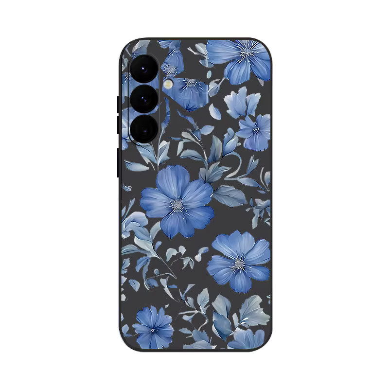 Samsung Handyhülle mit Blumen- und Pflanzenmuster in Grau für Galaxy S26 S25 S24 S23 S22 Ultra FE A57 A37 A56 A17 A16 A36 A55 A54 A15 als weiche Schutzhülle - Bild 5