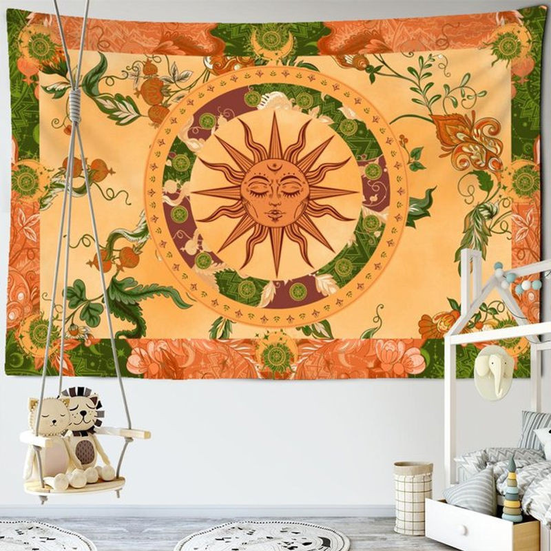Binchi Outdoor Equipment Wandbehang mit psychedelischem Engel Design in Orange, B: 95 cm, H: 70 cm - Bild 1