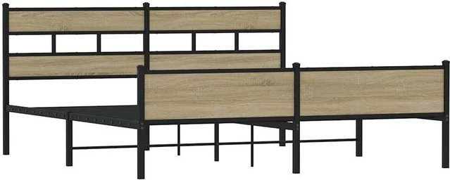 vidaXL Metallbett in Sonoma-Eiche ohne Matratze, Farbe Braun, B/T/H: 180 x 200 x 187 cm - Bild 1
