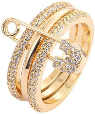 Linggo Ring, Messing, Gold, Kristall, Damen - Bild 1